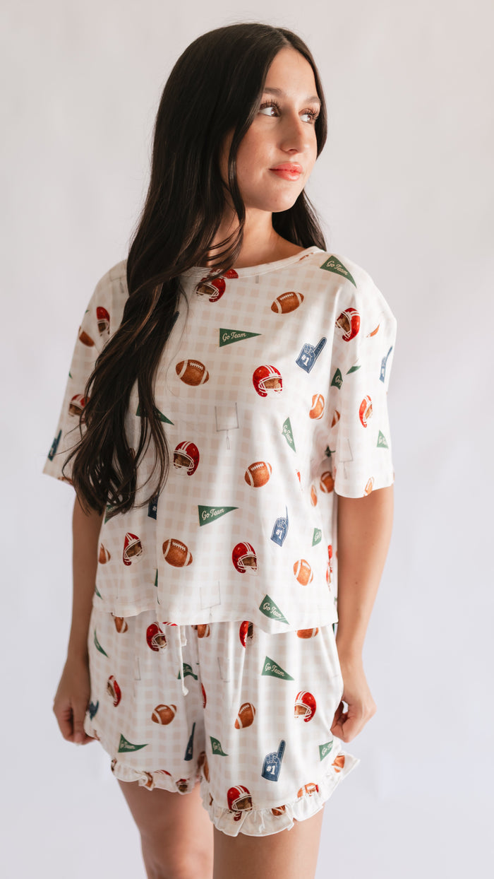 Women’s Ruffle Short Set in Football