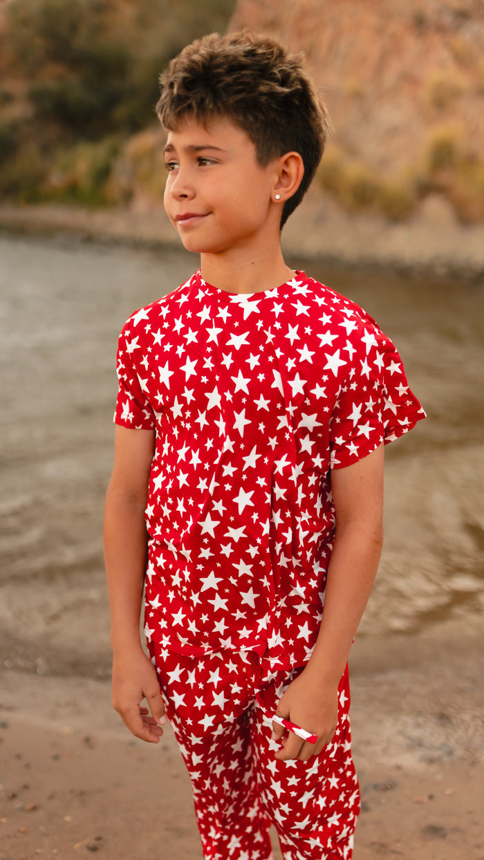 Youth Jogger Set In Red Stars
