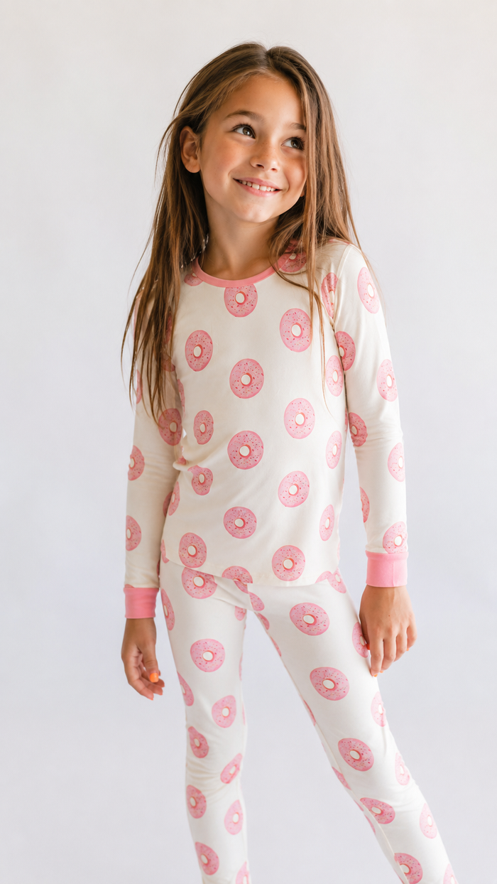 Youth Pajama Set in Pink Donuts
