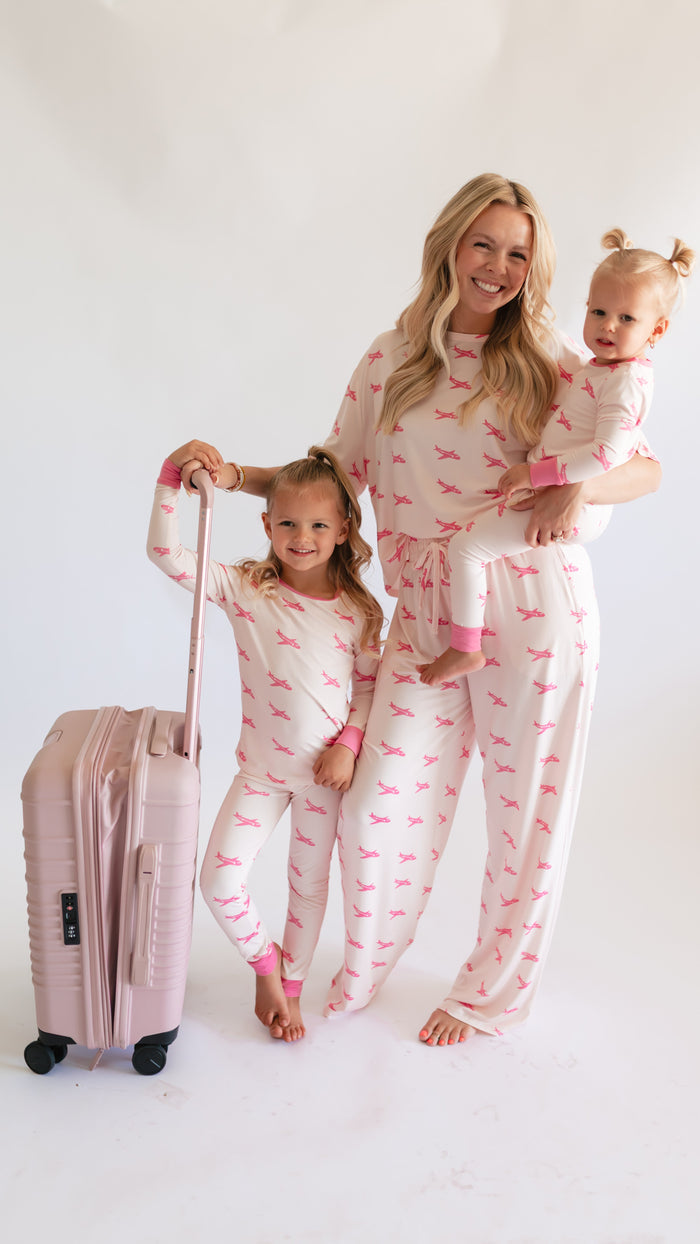 Youth Pajama Set in Pink Planes