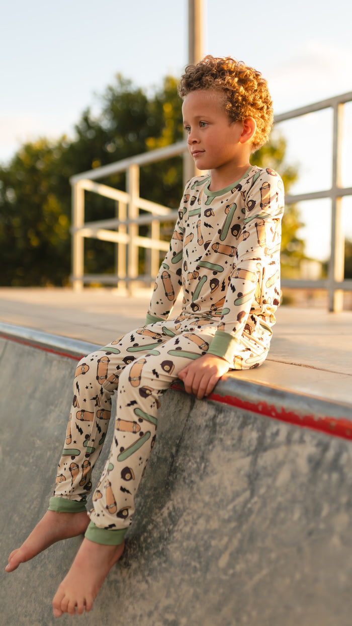 Youth Pajama Set in Skateboard