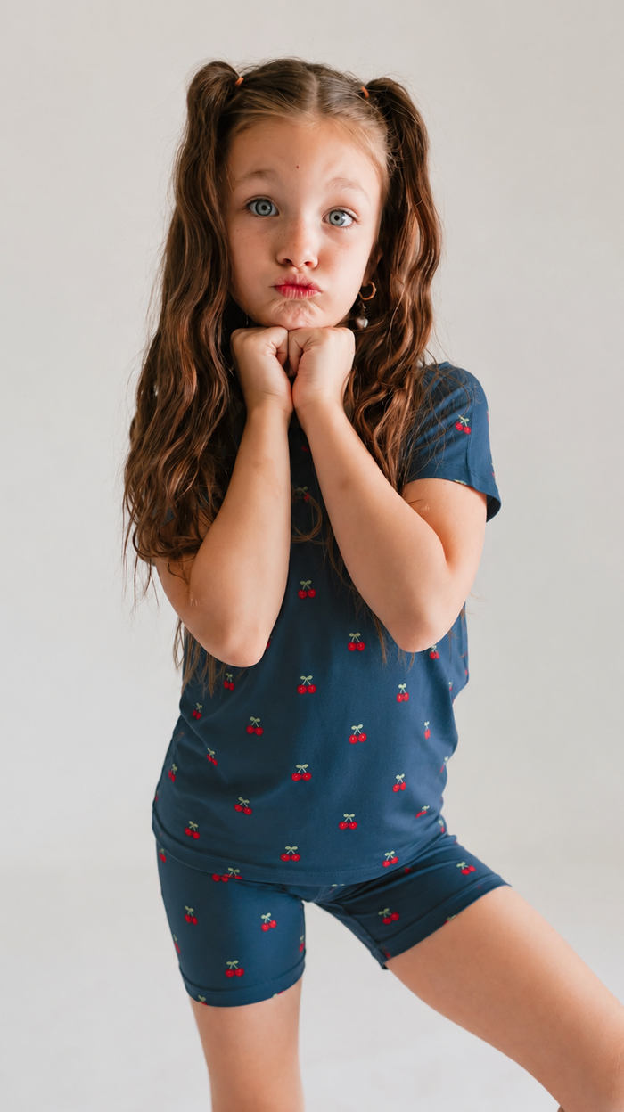 Youth Pajama short sleeve and shorts in cherries