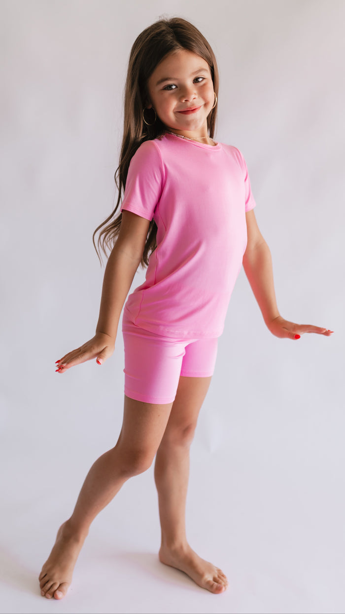 Youth Pajama short sleeve and shorts in Pretty Pink