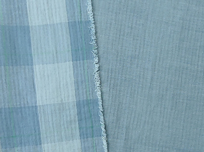 100% Cotton Double-Faced Fabric with Subtle Window Pane Check Pattern and Subtle Wrinkle Effect 8123 8124