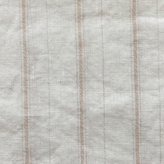 100% Linen Dobby Stripe Fabric 14s 40lea (6525 6526) - The Linen Lab - 6526 beige