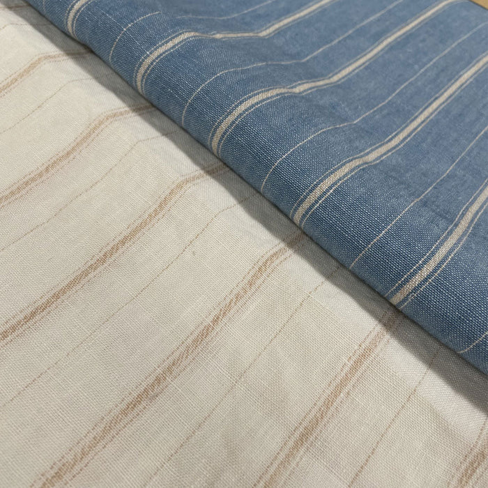 100% Linen Dobby Stripe Fabric 14s 40lea (6525 6526) - The Linen Lab - 6525 blue