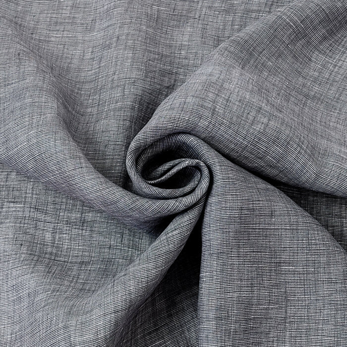 100% Linen Dot Chambray Fabric - Soft Blue & Grey, Fine 21s Yarn 4610 4611