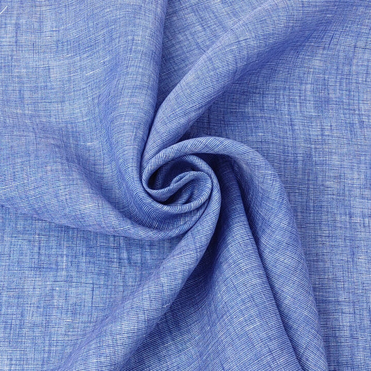 100% Linen Dot Chambray Fabric - Soft Blue & Grey, Fine 21s Yarn Blue(melange) 4610