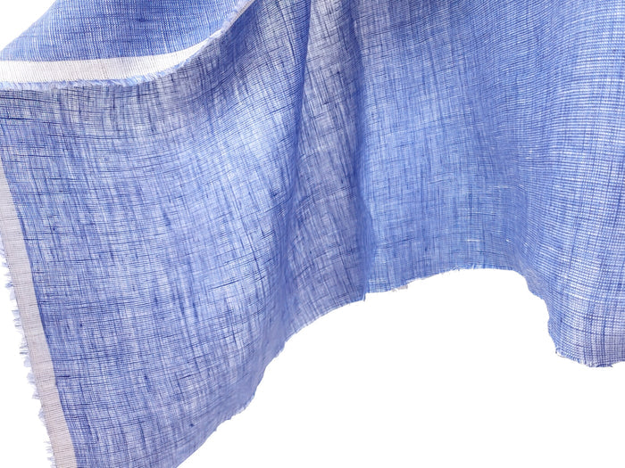 100% Linen Dot Chambray Fabric - Soft Blue & Grey, Fine 21s Yarn Blue(melange) 4610