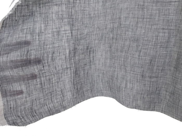100% Linen Dot Chambray Fabric - Soft Blue & Grey, Fine 21s Yarn Gray 4611