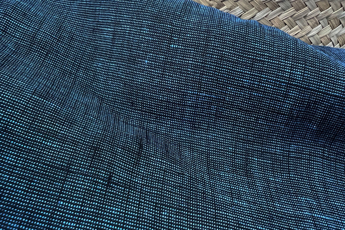 100% Linen Dot Chambray Fabric - Soft Blue & Grey, Fine 21s Yarn Navy 4421