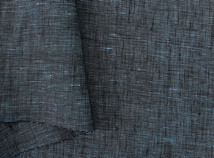 100% Linen Dot Chambray Fabric - Soft Blue & Grey, Fine 21s Yarn Navy 4421