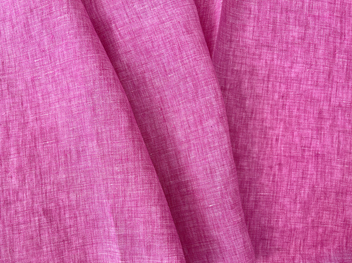100% Linen Dot Chambray Fabric - Soft Blue & Grey, Fine 21s Yarn Pink 6450