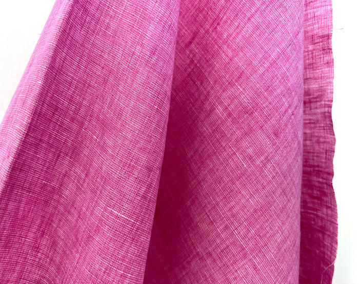 100% Linen Dot Chambray Fabric - Soft Blue & Grey, Fine 21s Yarn Pink 6450