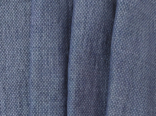100% Linen Double Face Heavyweight Fabric with Coffee Bean Shape 3996 - The Linen Lab - Navy