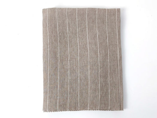100% Linen Fabric - Natural with White Pin Stripes, Medium Weight, Soft Touch 7975