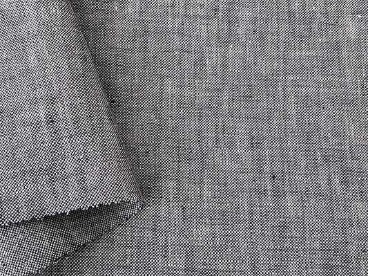 100% Linen Fabric – Grey Chambray Effect, Basket Weave, Pre-Washed 8214