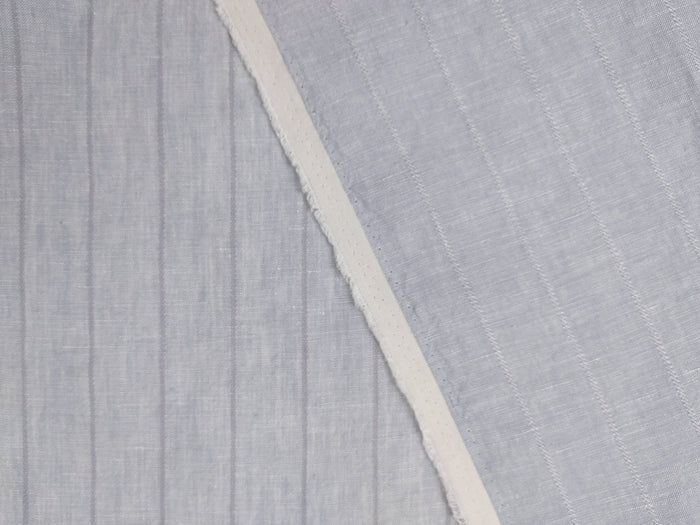 100% Linen Fabric Grey Color Dobby Stripe 6900 - The Linen Lab - Grey