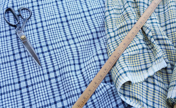100% Linen Fabric Heavy Weight Plaid 6124 6125 - The Linen Lab - Yellow 6124