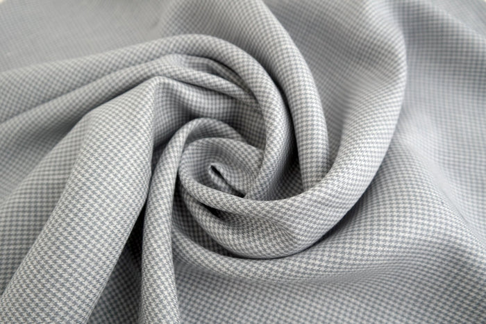 100% Linen Fabric Hound Tooth Check Grey Color 3958 - The Linen Lab - Grey check 3958