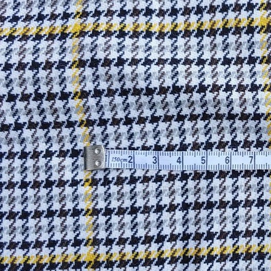 100% Linen Fabric Houndstooth and Windowpane Check Heavy Weight - The Linen Lab - Yellow