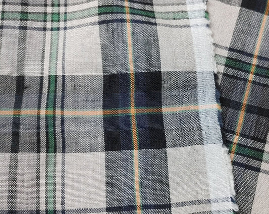 100% Linen Fabric in Medium Weight with Classic Plaid Design 7155 - The Linen Lab - Beige