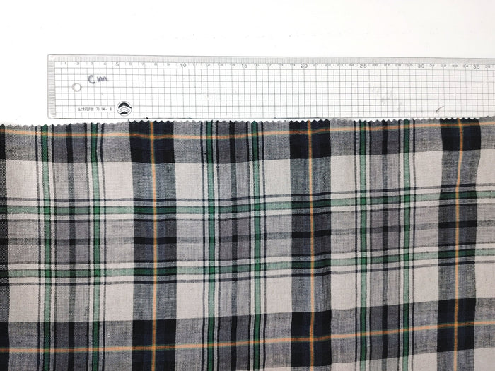 100% Linen Fabric in Medium Weight with Classic Plaid Design 7155 - The Linen Lab - Beige