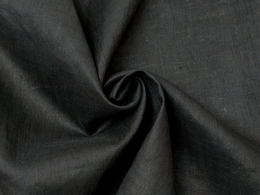 100% Linen Fabric, Lightweight Black with Fine 21s Yarn, Soft & Pre-washed