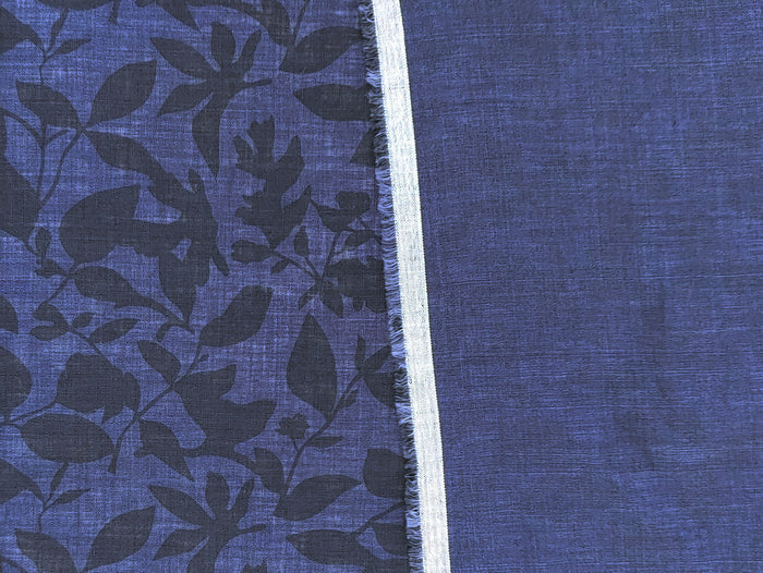 100% Linen Fabric – Lightweight Delavé Leaf Print, Soft Handfeel  7343 8189 8190