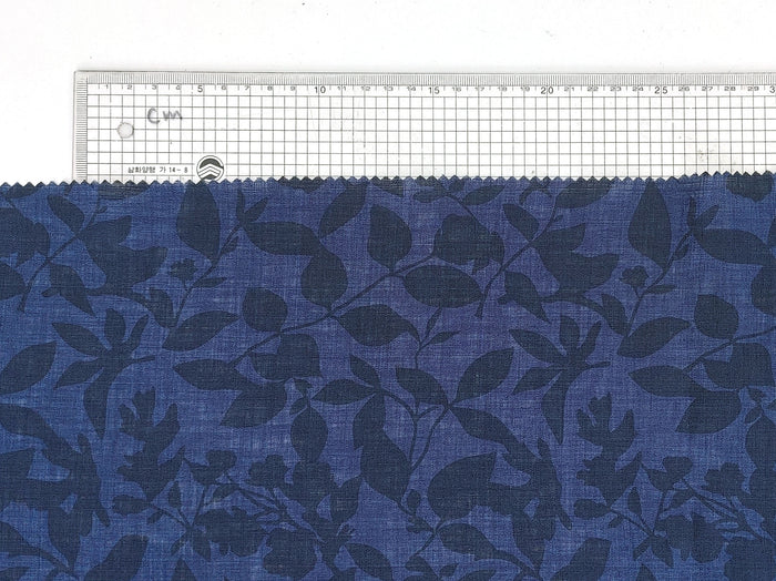 100% Linen Fabric – Lightweight Delavé Leaf Print, Soft Handfeel  7343 8189 8190