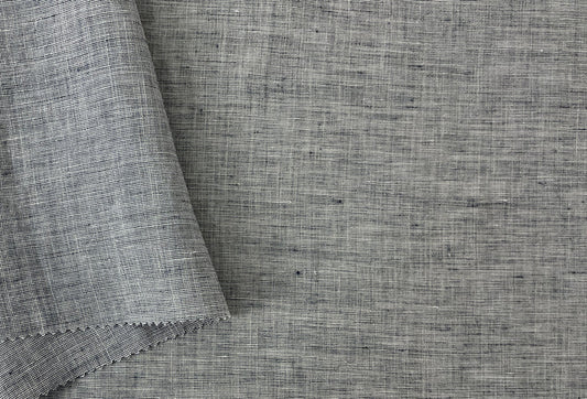 100% Linen Fabric | Lightweight Pre-Washed Chambray with Subtle Dot Pattern 8251