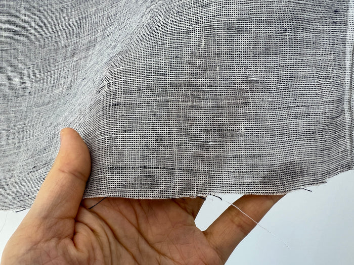 100% Linen Fabric | Lightweight Pre-Washed Chambray with Subtle Dot Pattern 8251
