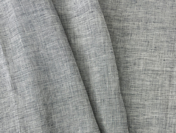 100% Linen Fabric | Lightweight Pre-Washed Chambray with Subtle Dot Pattern 8251