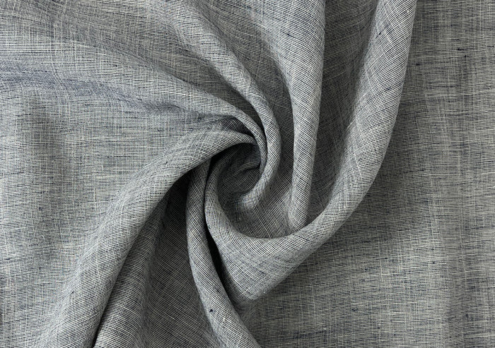 100% Linen Fabric | Lightweight Pre-Washed Chambray with Subtle Dot Pattern 8251