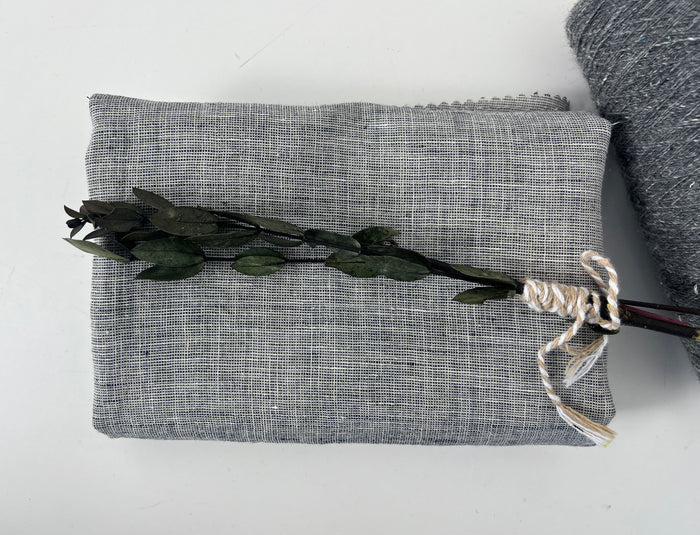 100% Linen Fabric | Lightweight Pre-Washed Chambray with Subtle Dot Pattern 8251