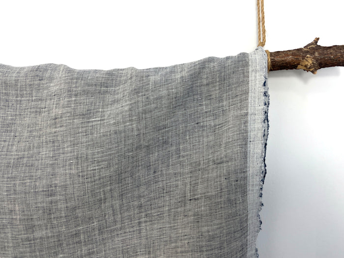 100% Linen Fabric | Lightweight Pre-Washed Chambray with Subtle Dot Pattern 8251