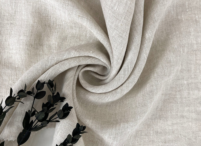 100% Linen Fabric – Medium to Heavyweight, Soft Finish Natural(light) 8236
