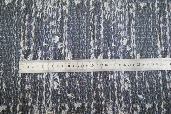 100% Linen Fabric Navy Tweed Print Light Weight 6679 - The Linen Lab - NAVY 6679