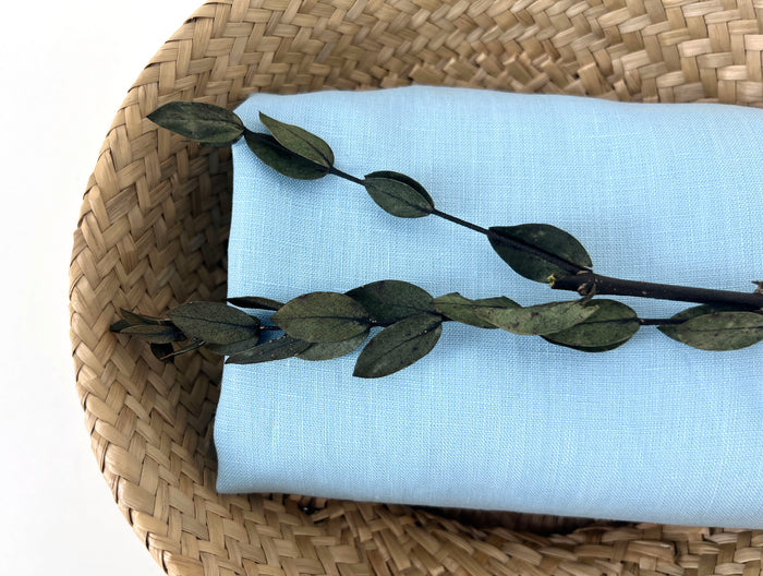 100% Linen Fabric – Sky Blue, Plain Weave, Light–Medium Weight 2551 3462