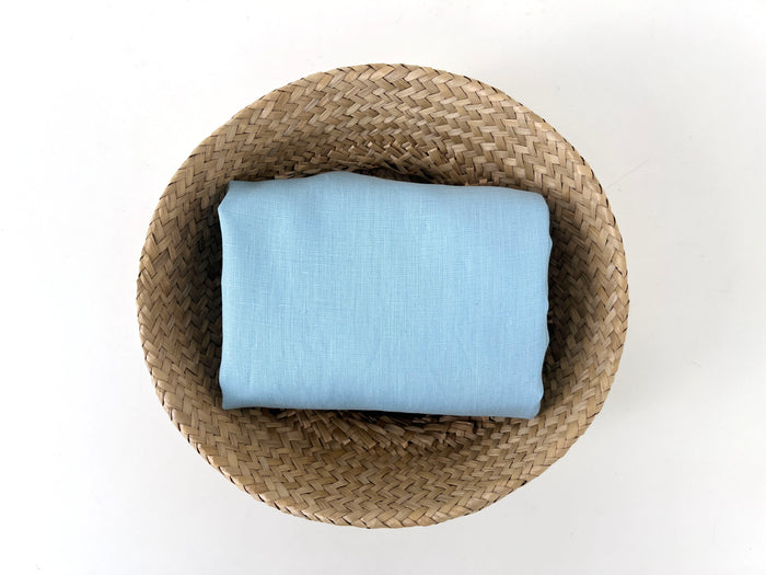 100% Linen Fabric – Sky Blue, Plain Weave, Light–Medium Weight 2551 3462