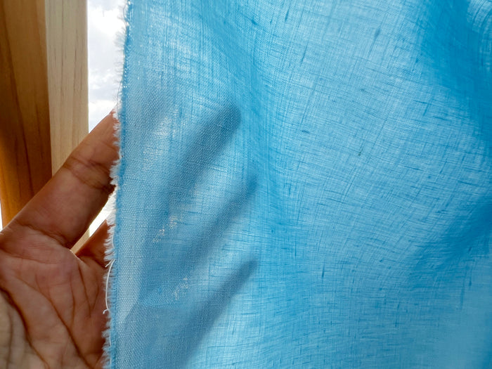 100% Linen Fabric – Sky Blue, Plain Weave, Light–Medium Weight 2551 3462
