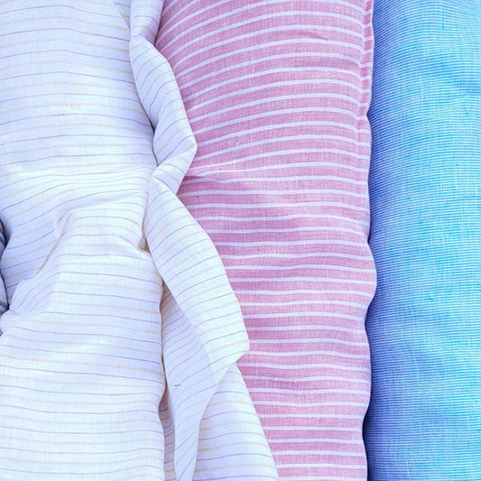 100% Linen Fabric Stripe Collections Light Weight (4708 6273 5997 4575 6258 6157) - The Linen Lab - Blue 4708