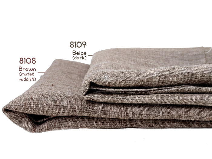 100% Linen Fabric – Subtle Glen Plaid in Beige, Pre-Washed for Softness