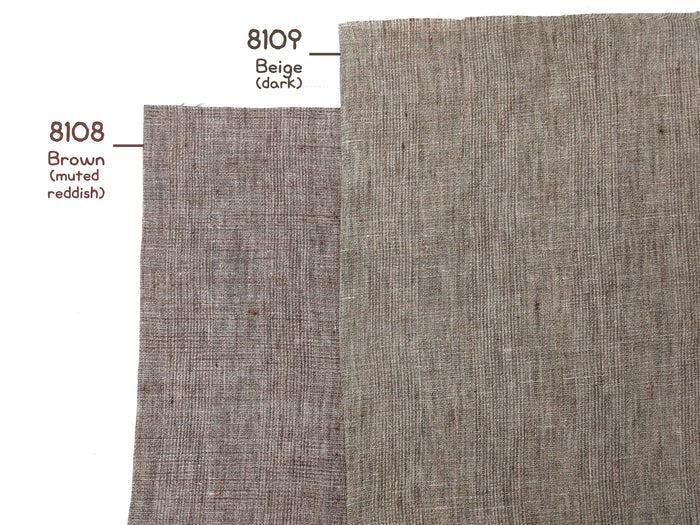 100% Linen Fabric – Subtle Glen Plaid in Beige, Pre-Washed for Softness