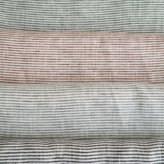 100% Linen Fabric Thin Stripe Collections Light Weight 4768 6939 6280 6279 - The Linen Lab - Grey 4768