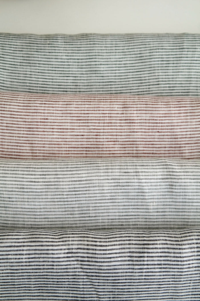 100% Linen Fabric Thin Stripe Collections Light Weight 4768 6939 6280 6279 - The Linen Lab - Grey 4768