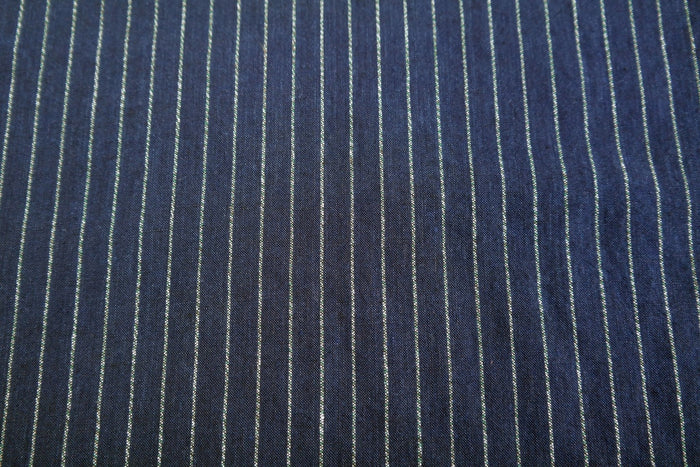 100% Linen Fabric with Multi-Color Pin Stripe 7089 7090 - The Linen Lab - Navy 7090