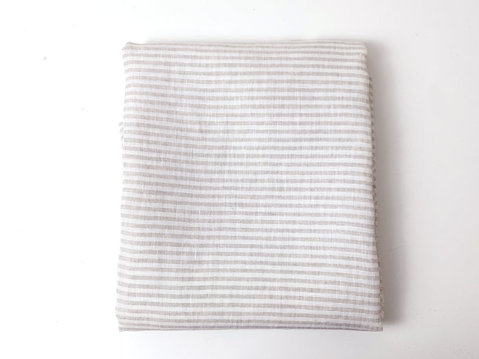 100% Linen Fabric with Light Beige Horizontal Stripes 7883