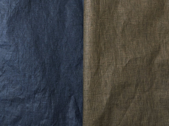 100% Linen Fabric with Pigment Coating 3586 3587 - The Linen Lab - Navy