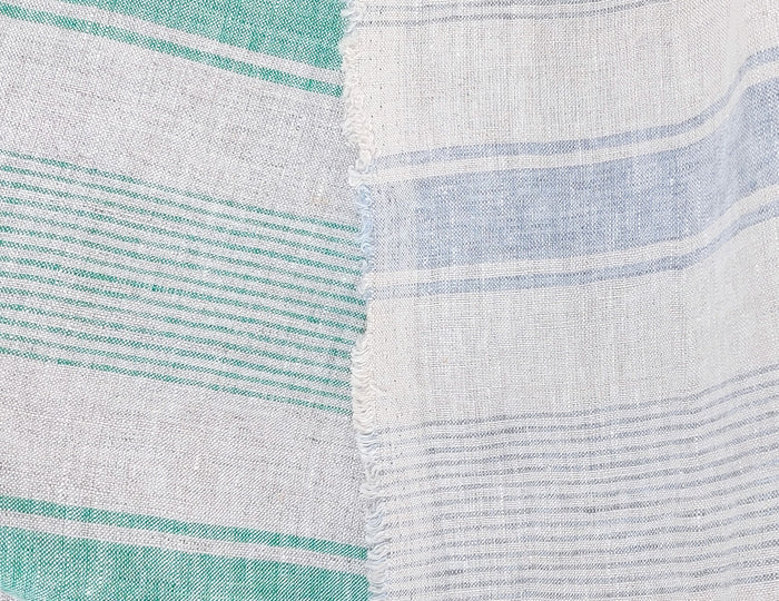 100% Linen Fabric – Yarn-Dyed Horizontal Stripes, Medium Weight, Pre-Washed (7370 / 7488 / 7489)